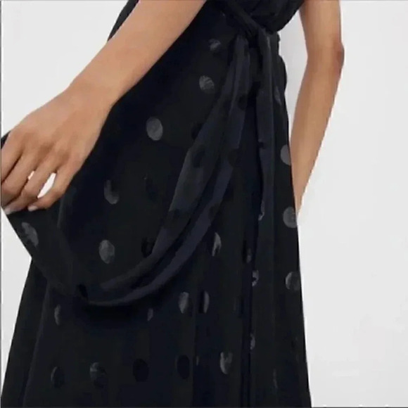 NWT Zara Black Polka Dot Midi Jacquard Dress Size XS - Picture 11 of 12